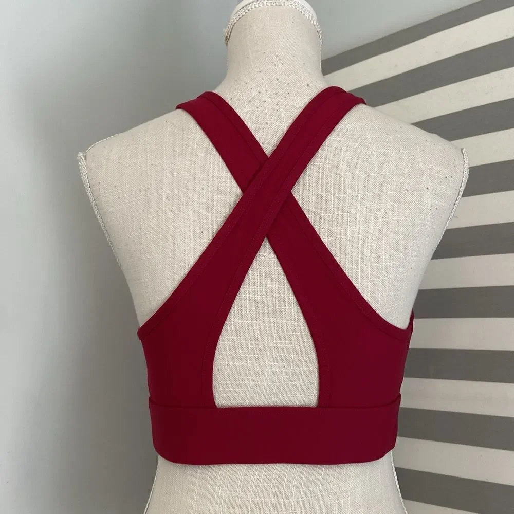 Fabletics Maroon Red Crossback High Neck Sports Bra Size XXS